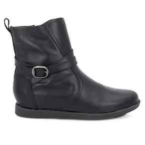 Bota Usaflex Feminina Em Couro Salto Embutido e Fivela AL2803