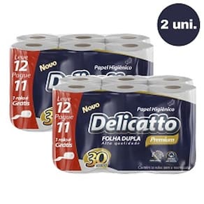 Kit Com 2 Papel Higiênico Delicatto Premium 12 rolos 30m