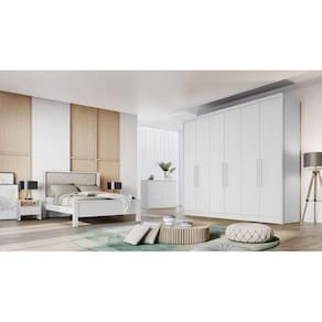 Guarda Roupa Casal 6 Portas 6 Gavetas - New Vértice-Branco - Móveis Novo Horizonte