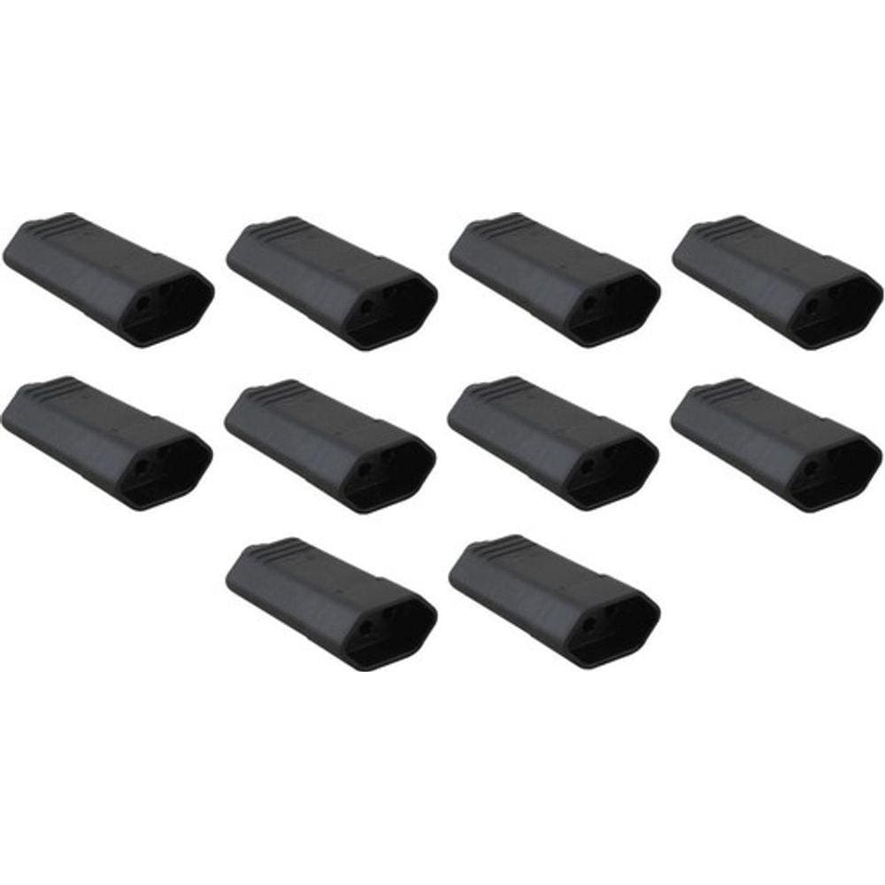 Kit 10 Pino Conector Femea Para Extensao 10A 2P + T Preto