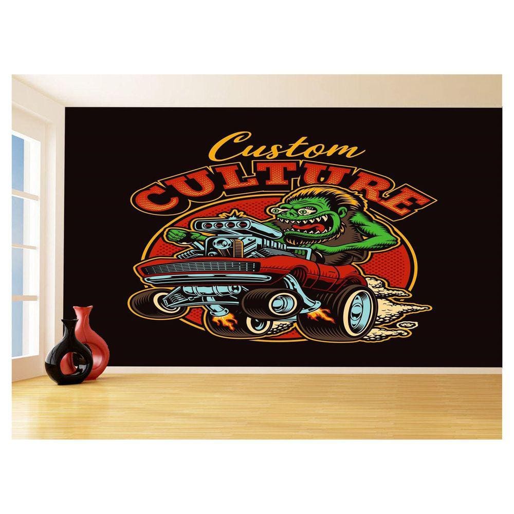 Papel De Parede 3D Carro Antigo Hot Rod Cultura 3,5M Cxr111