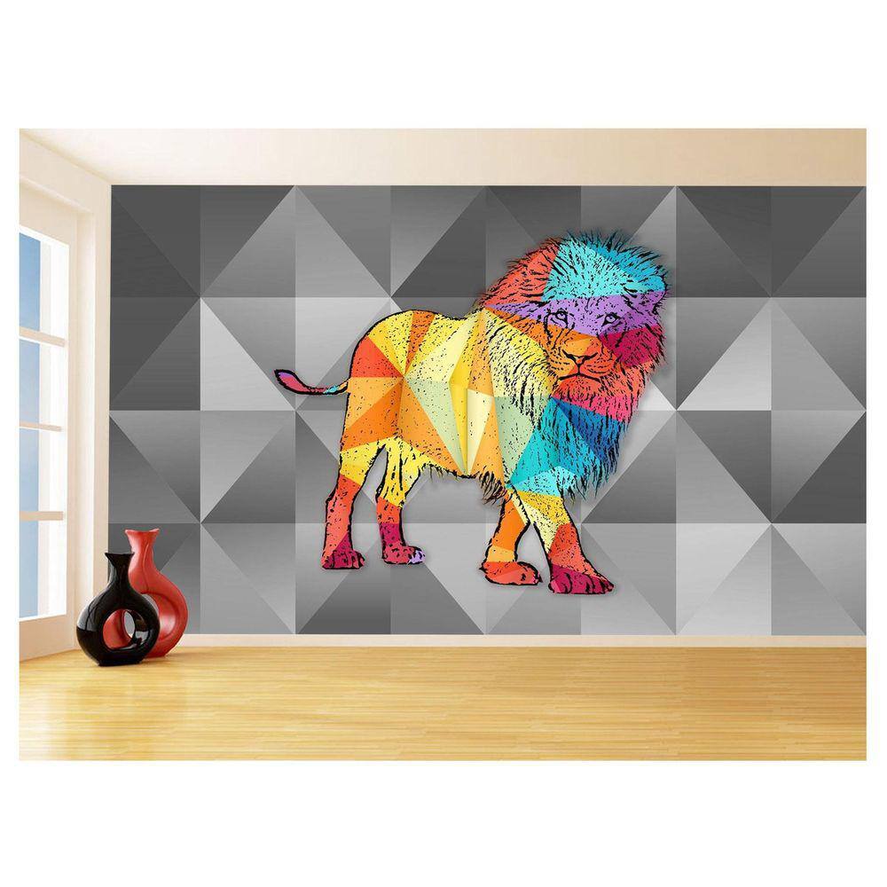 Papel De Parede Animais Pop Art Leão Rei Selva 3,5M Pxa57