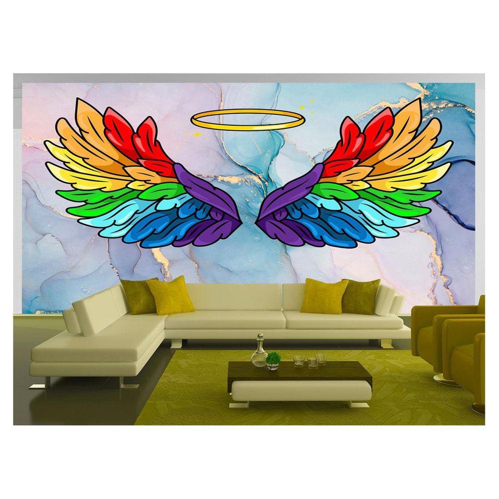 Papel De Parede 3D Arte Asas Selfie Insta Cores 3,5M Tra174