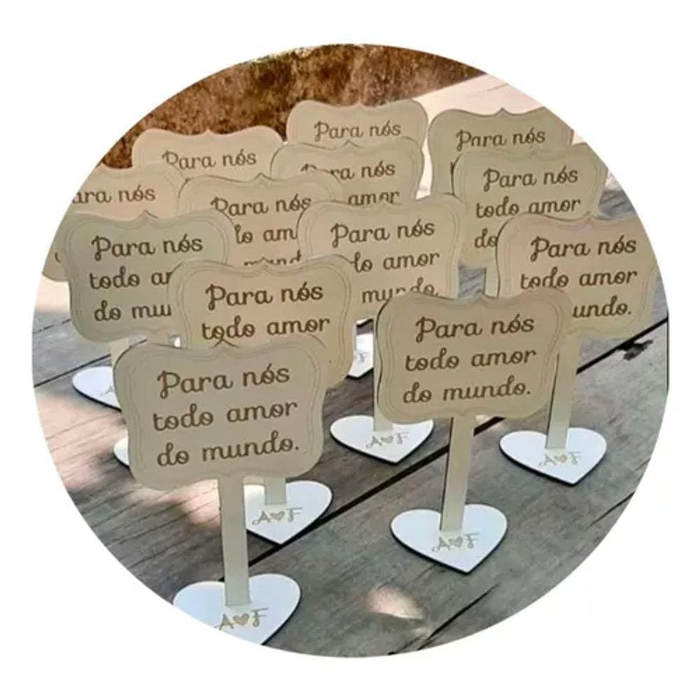 20 Centro De Mesa Casamento Noivado Mdf 18cm Lembrança