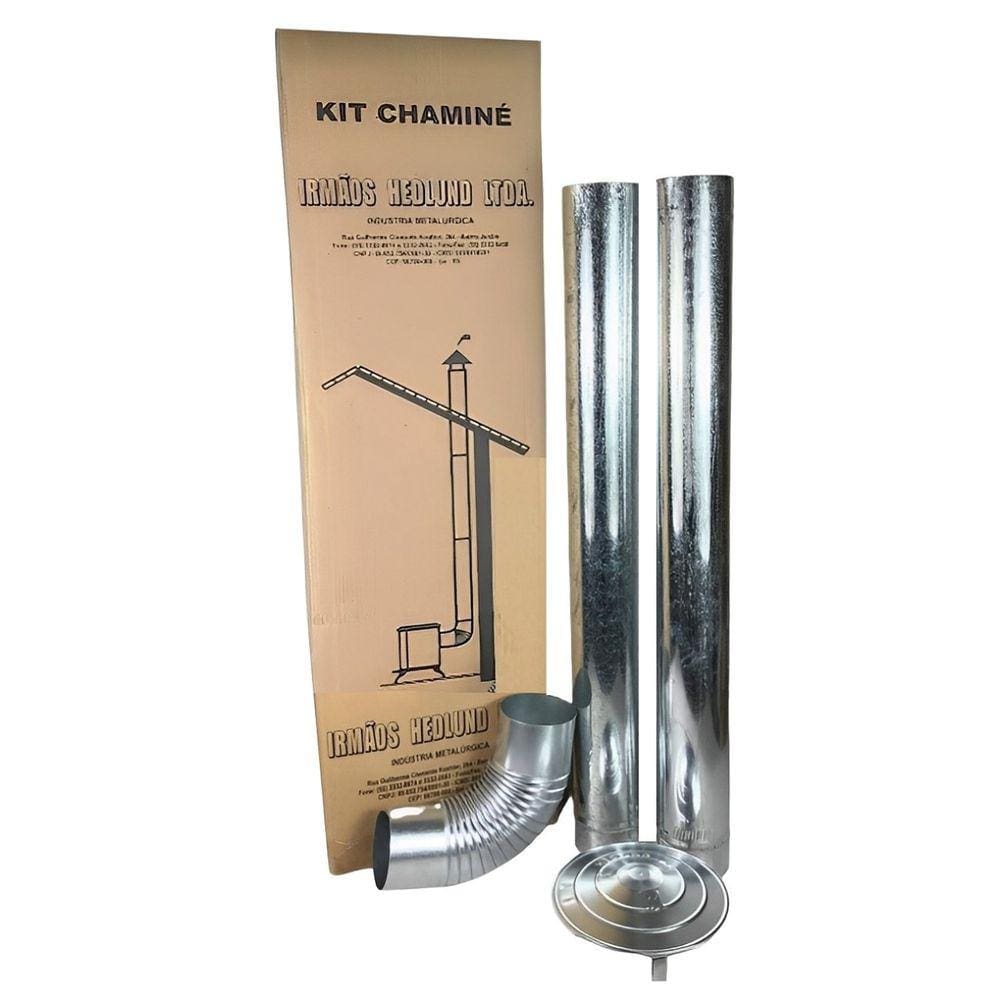 Kit Chaminé Em Aço Galvanizado Com 2 Canos 110mm Para Casa Fogão a Lenha Lareira - N° 1 AMZ