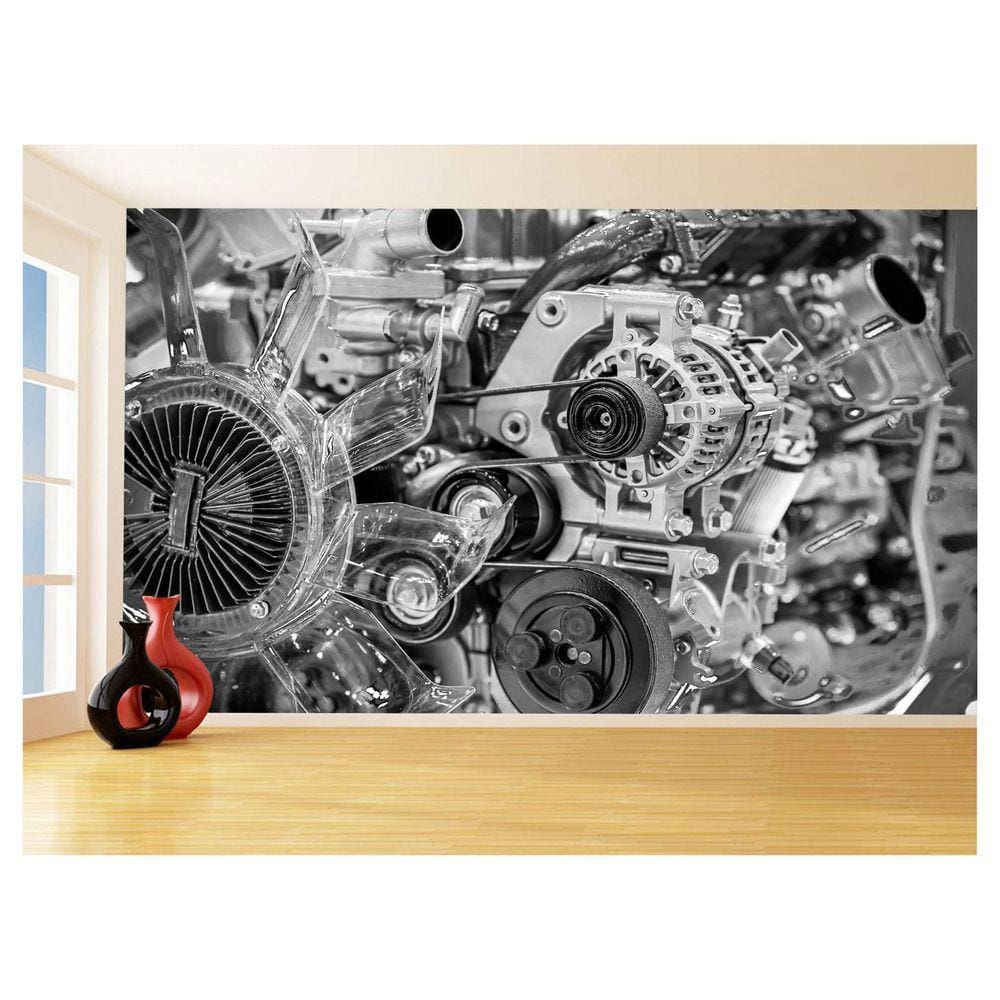 Papel De Parede 3D Carro Antigo Motor V8 Mural 3,5M Cxr87