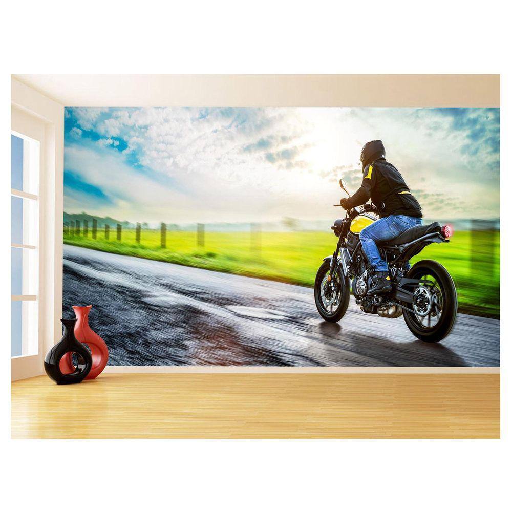 Papel De Parede 3D Moto Esporte Viagem Estrada 3,5M Bkm52