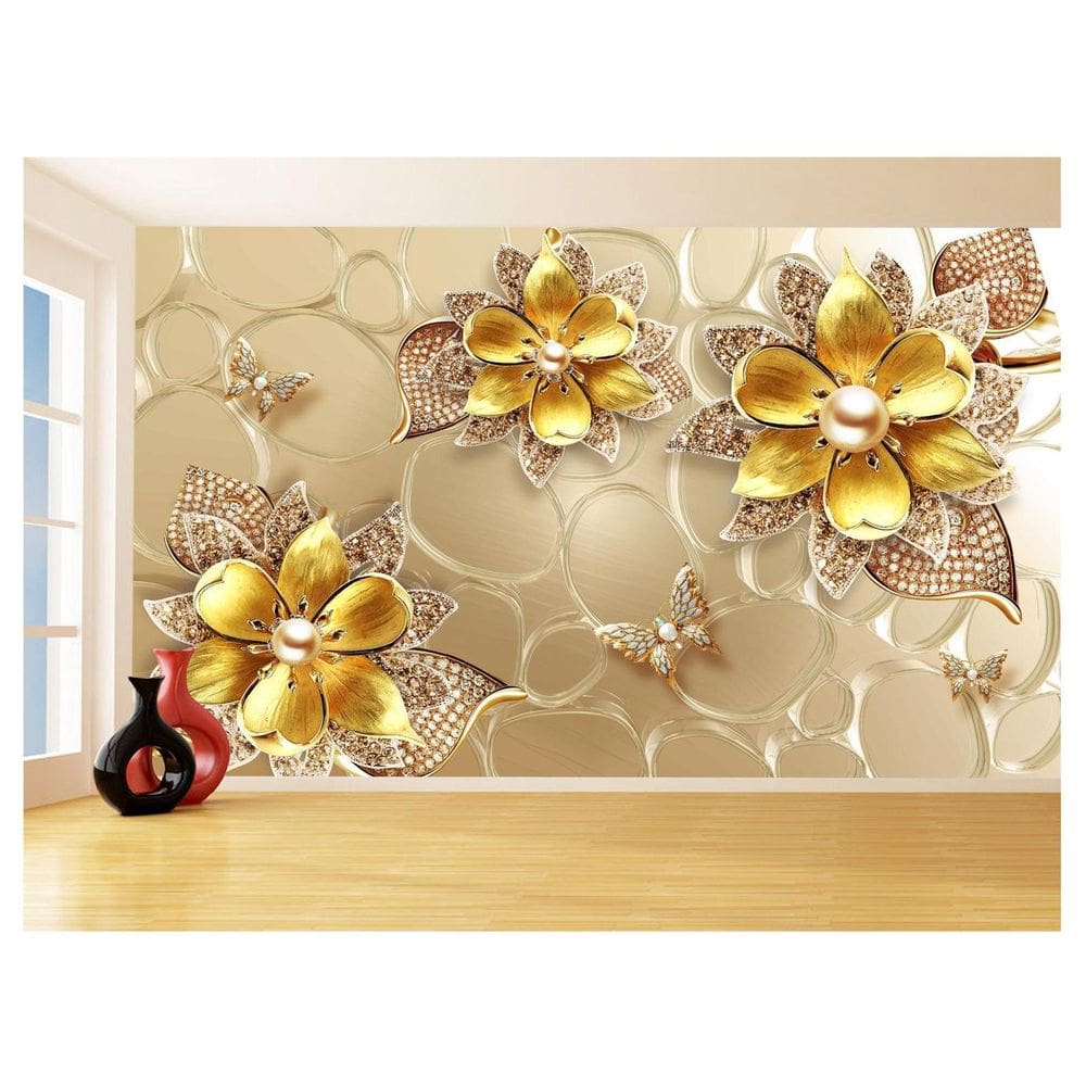 Papel De Parede 3D Floral Textura Sala Flores 3,5M Xfl345