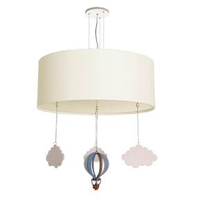 Luminária Pendente Balão Branco - Tecido e MDF