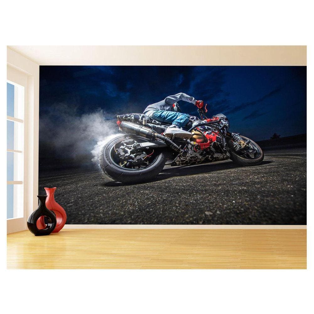 Papel De Parede 3D Moto Esporte Viagem Estrada 3,5M Bkm71