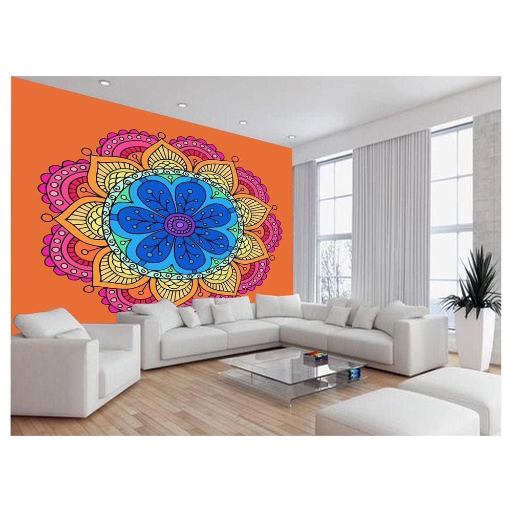 Papel De Parede 3D Arte Mandala Cores Relax Spa 3,5M Tra70