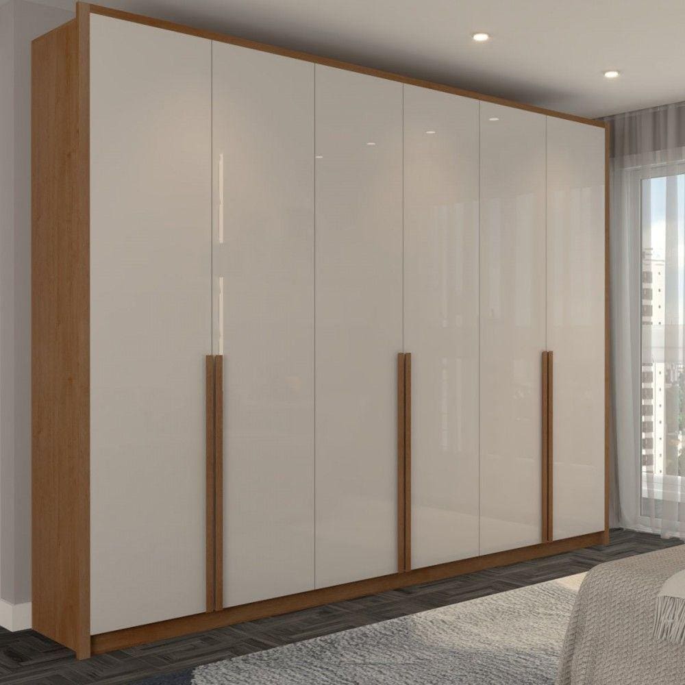 Guarda-Roupa Casal Belchior 6 Portas 6 Gavetas Cinamomo/Off White - Panorama Móveis