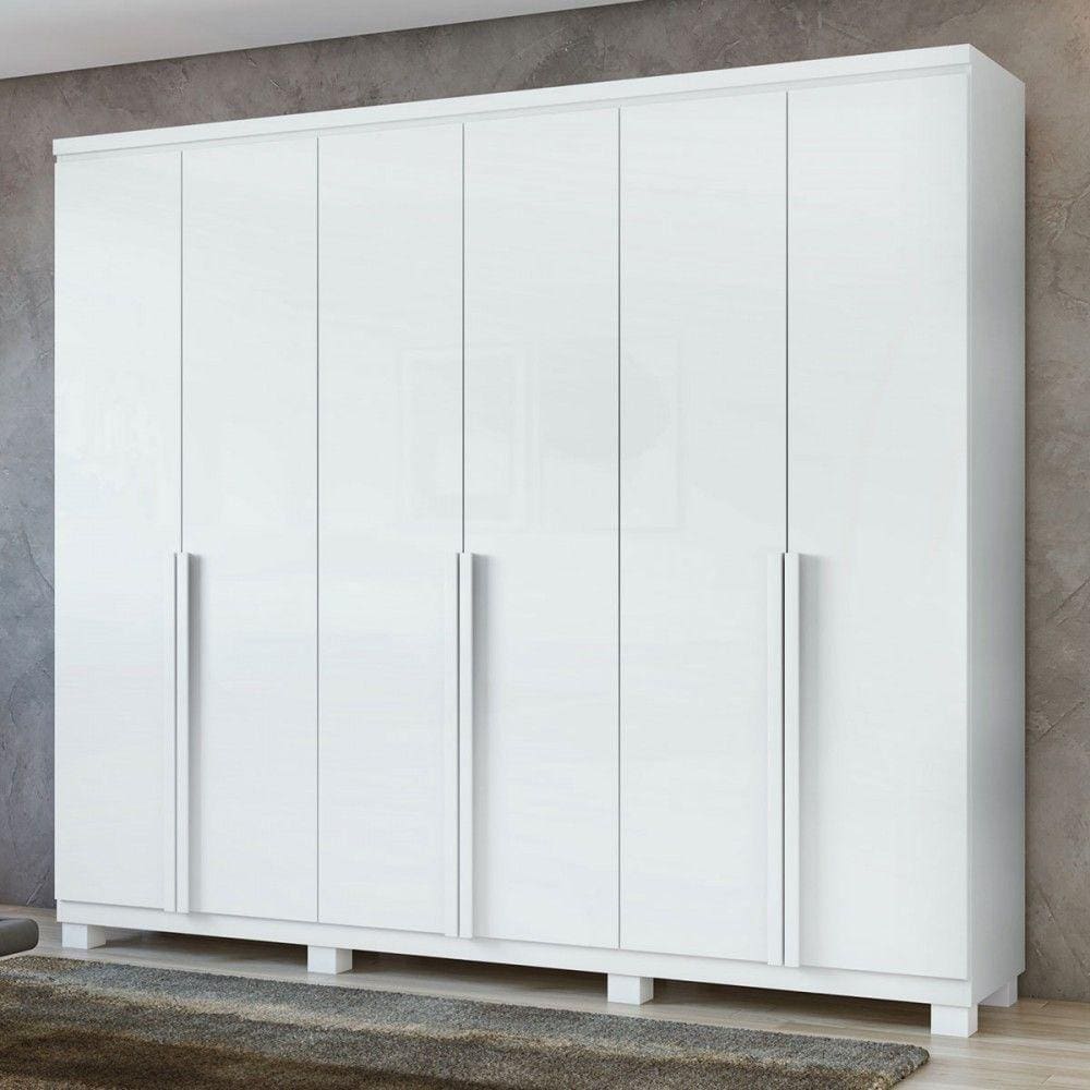Guarda-Roupa Casal Alonzo 6 Portas 4 Gavetas 100% Mdf Branco - Móveis Lopas