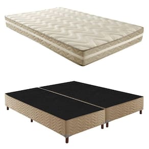 Box Queen Júlia 42x158x198cmcom Colchão Queen Unique D33 Plus Duoface 20x158x198cm Rustico Bege