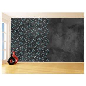 Papel De Parede Concreto Linhas Azul Turquesa 3,5M Kkt319