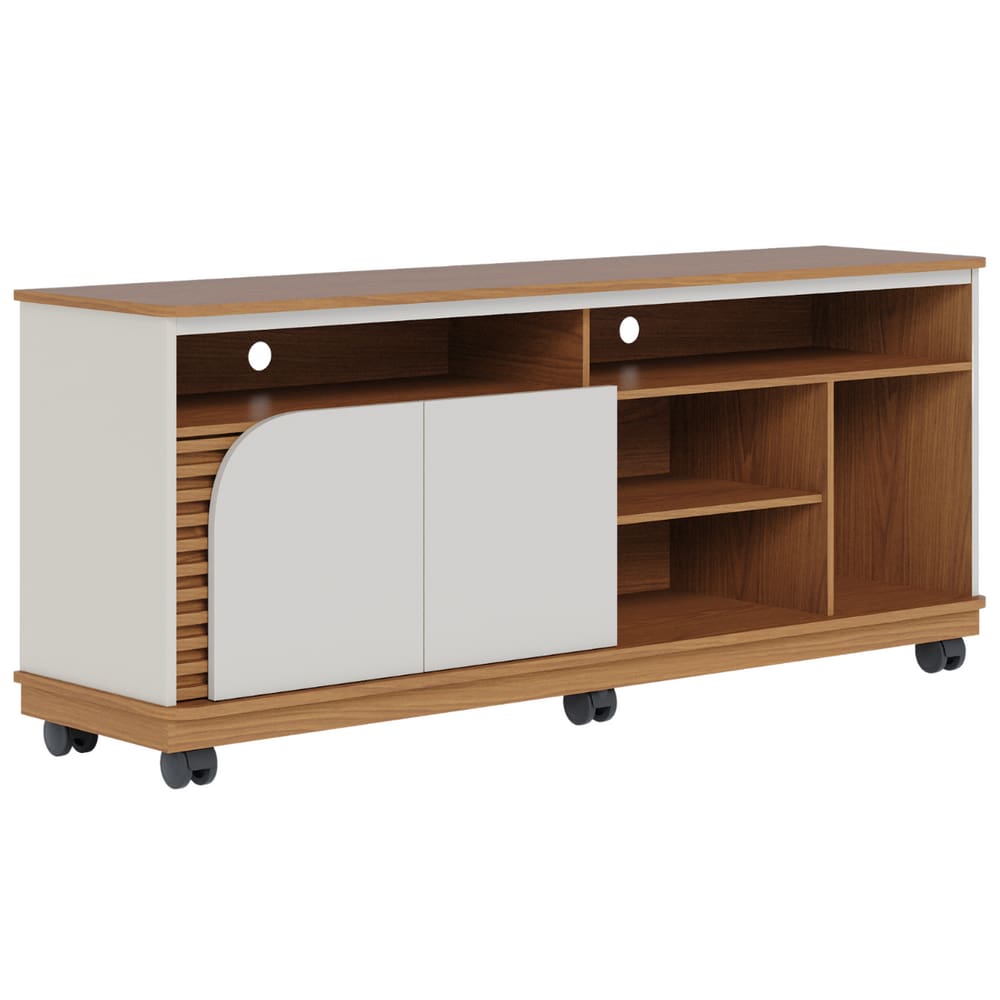 Rack para TVs 65” 2 Portas Nápoles Freijó Off White Matte