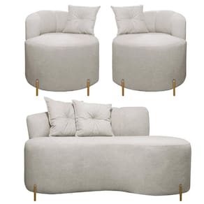 Conjunto para Sala Sofá 1,45 e 2 Poltronas Orgânicas Grecia Bouclê Bege SOFA STORE