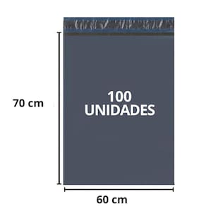 Kit 100 Envelope Seguranca Cinza L.70Cm X A.60Cm + 3Cm Aba X