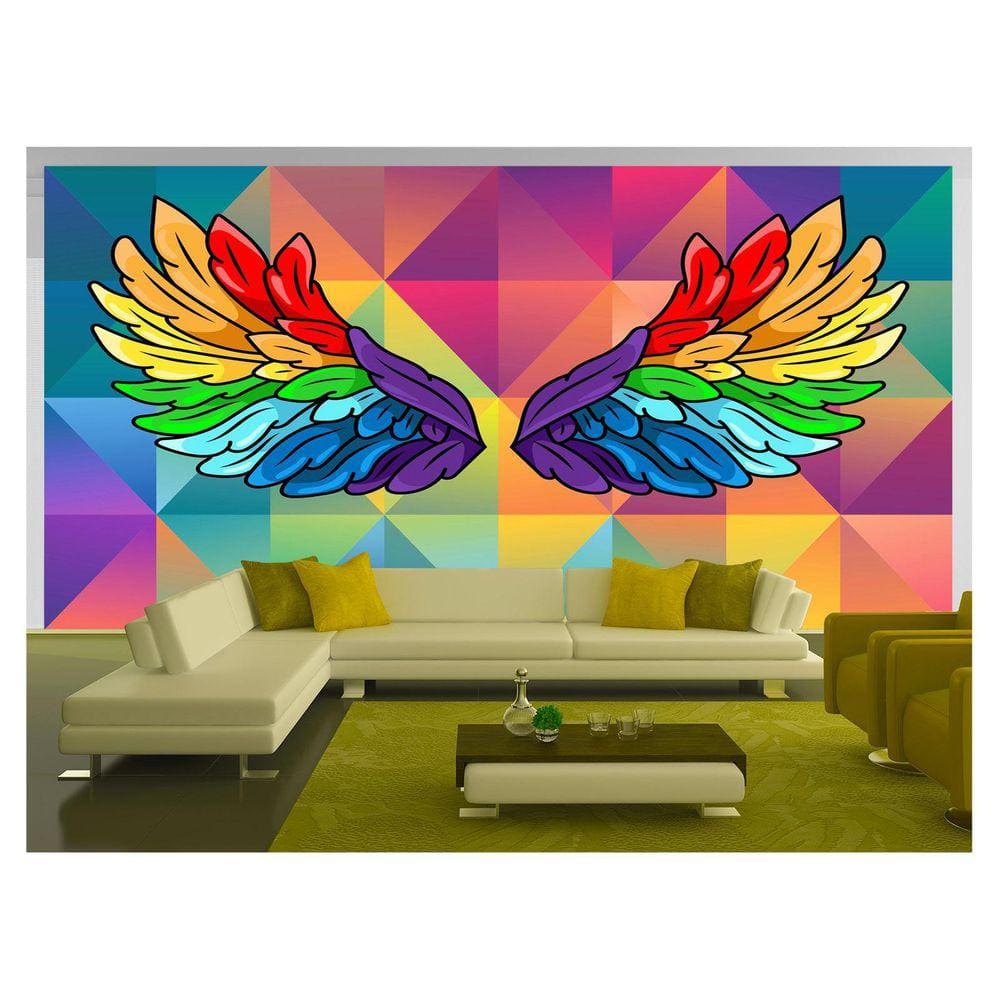 Papel De Parede 3D Arte Asas Selfie Insta Cores 3,5M Tra177