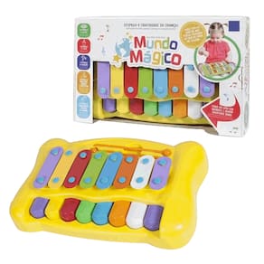 Brinquedo Piano Xilofone Amarelo 2x1 Do Re Mi HomePlay