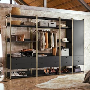 Closet Industrial Olivar 1 Porta 8 Gavetas Preto - Olivar Móveis