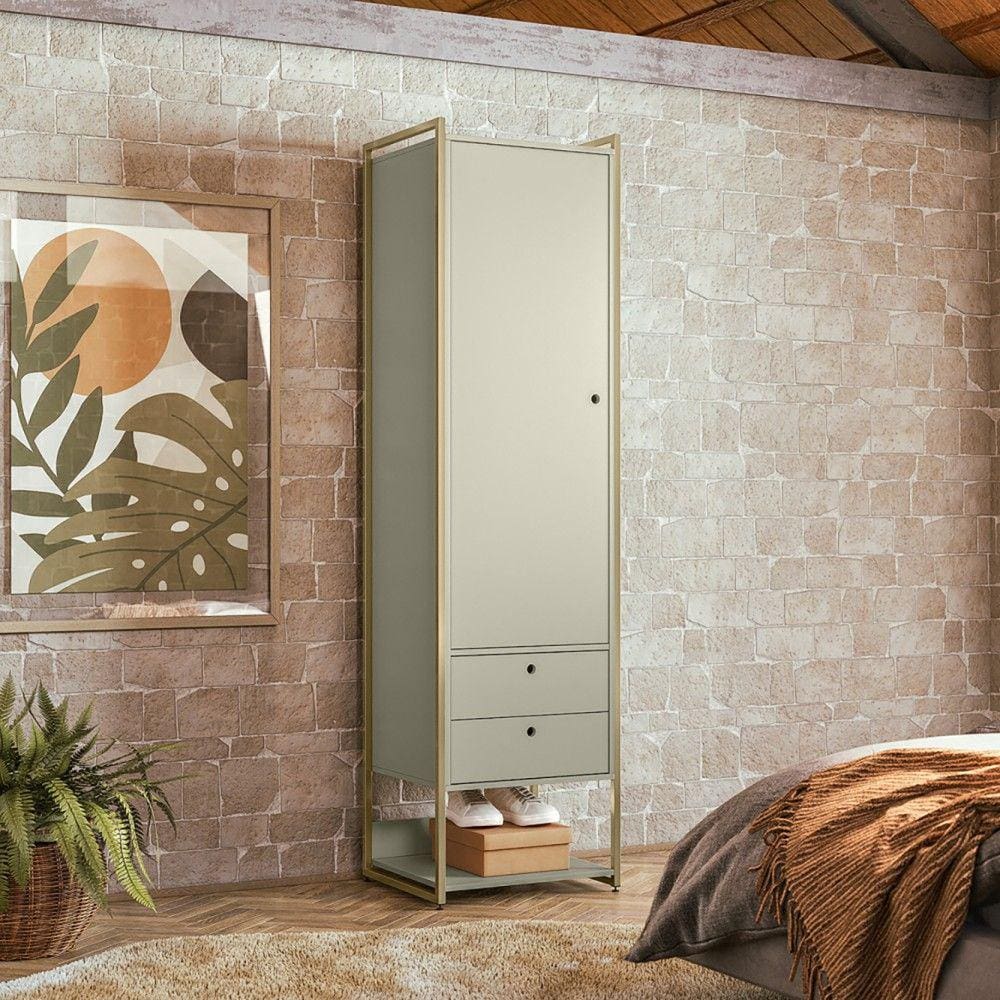 Closet Industrial Olivar 1 Porta 2 Gavetas 54cm Off White - Olivar Móveis