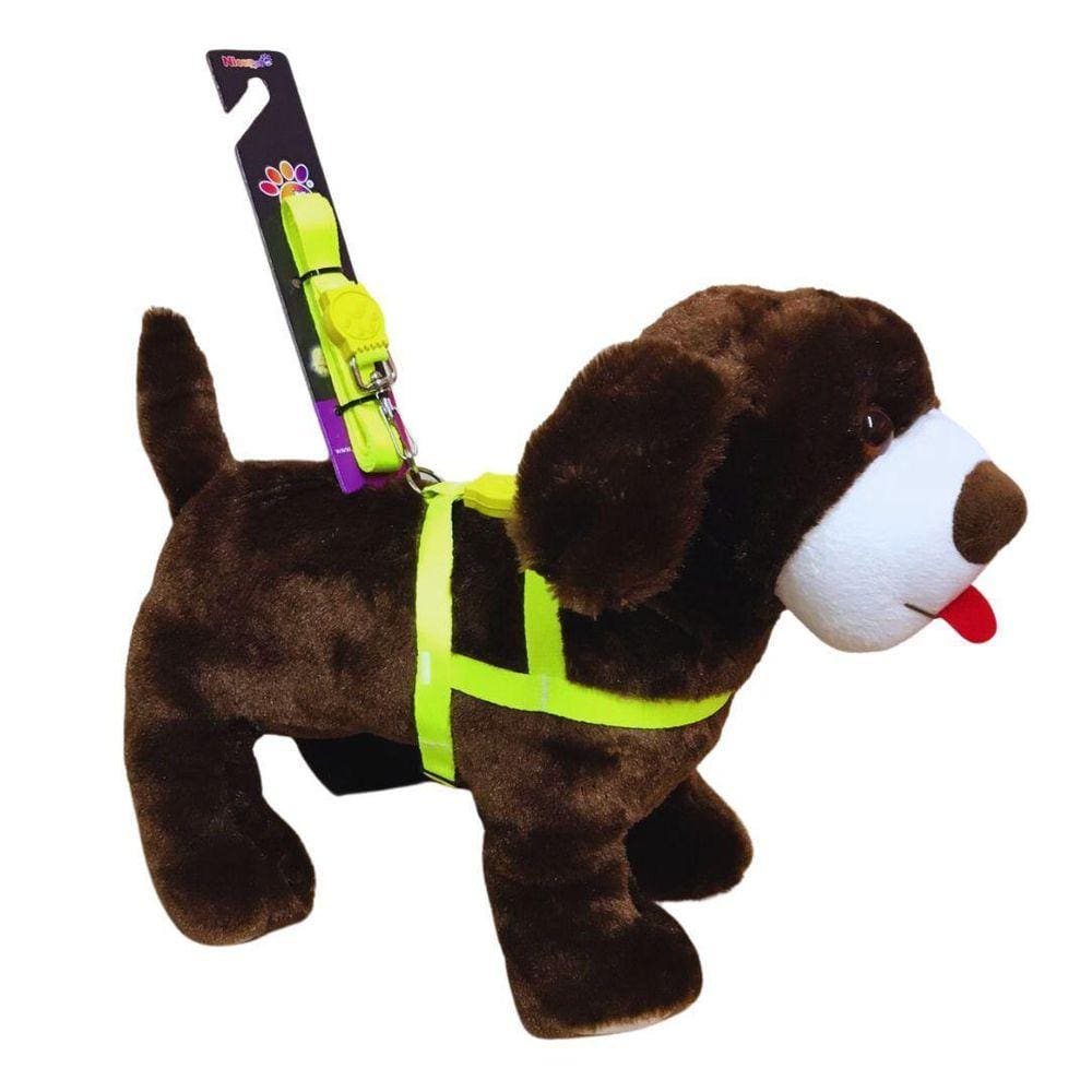 Coleira Peitoral de Seda Neon para Cachorro 15mm Amarelo - Nicapet