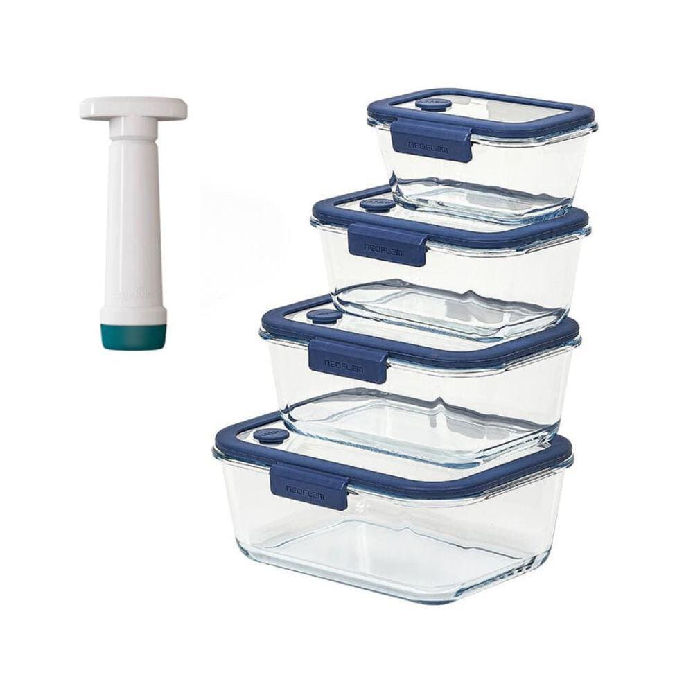 Conjunto De Potes De Vidro Retangular - Bomba Manual De Sucç