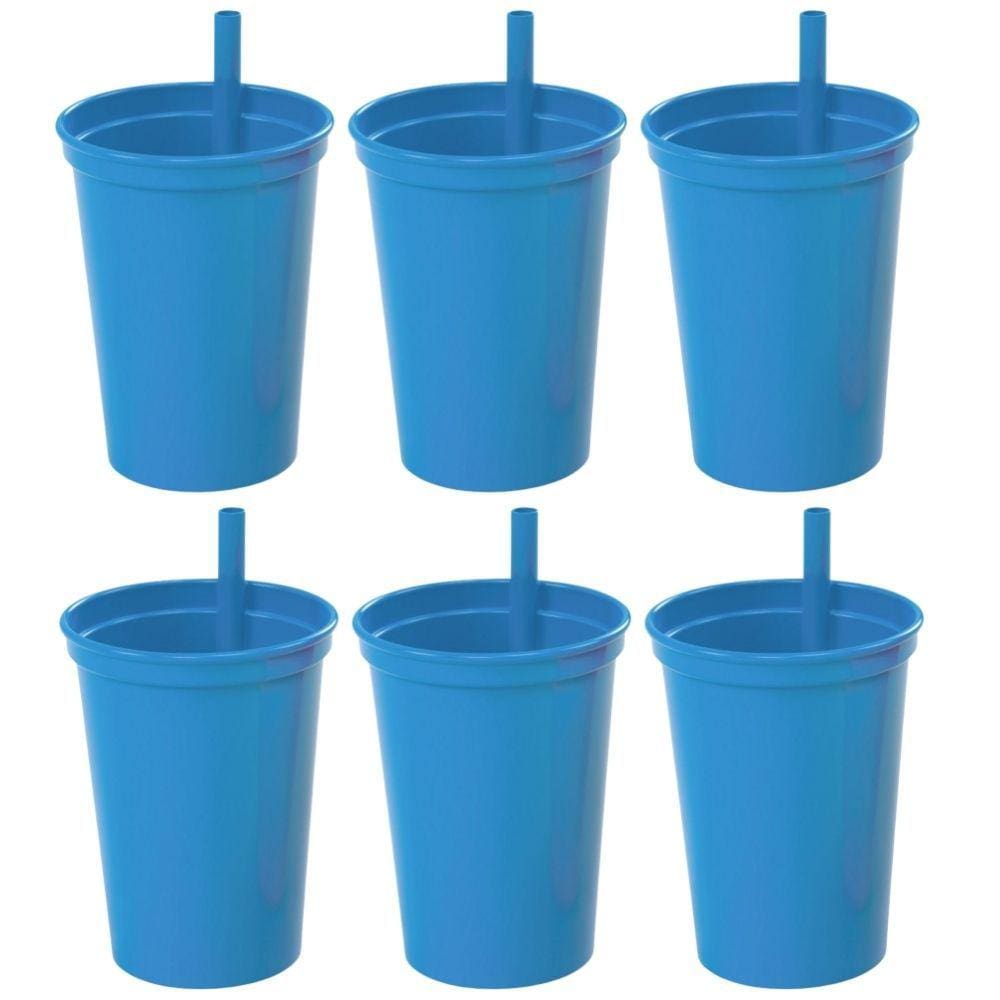 Copo infantil com canudo fixo 300ml Plasutil 6 azul unidades ref. 2581