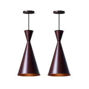 Lustre Pendente Canadá Marrom Com Cobre - Kit 2 Unidades