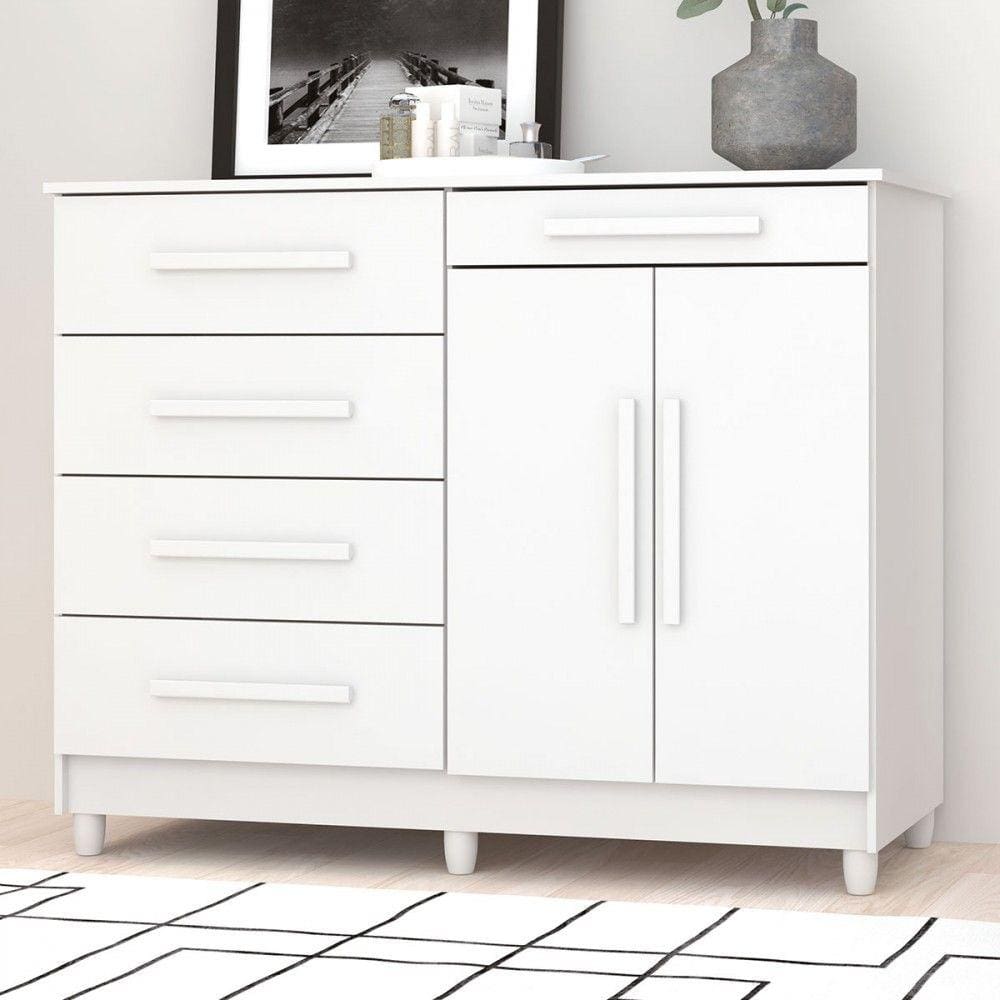 Cômoda Jasper 2 Portas 5 Gavetas Branco - Panorama Móveis