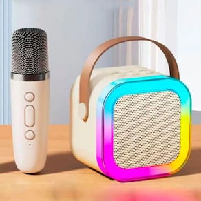 Caixinha Som Karaokê Infantil Microfone Sem Fio Bluetooth