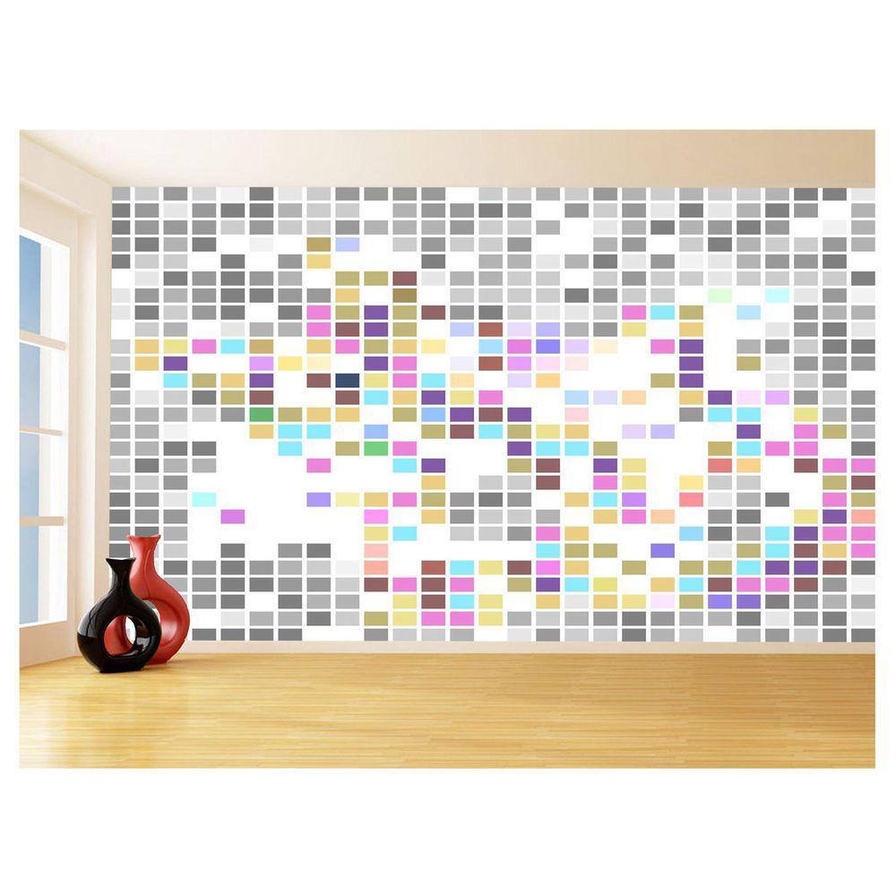 Papel De Parede Geométrico Quadrados Colorido 3,5M Gmt127
