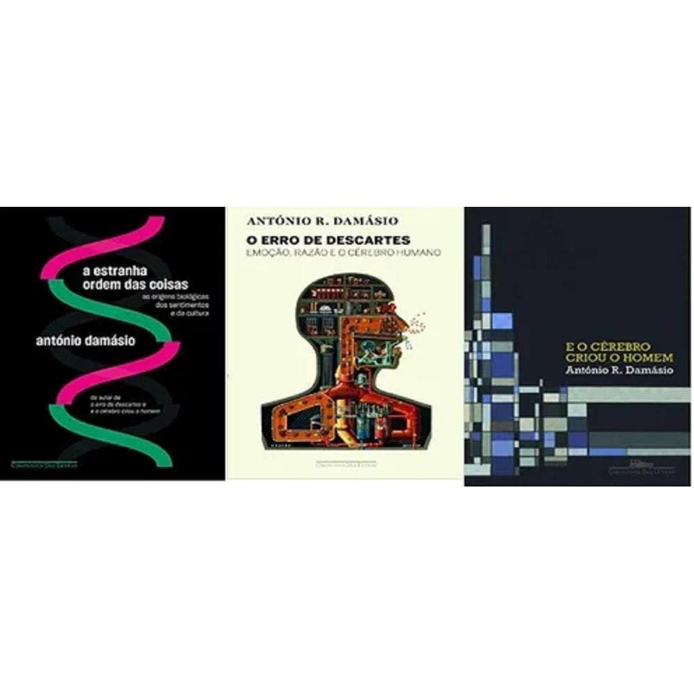 Kit 3 Livros António Damásio O Erro De Descartes A Estranha