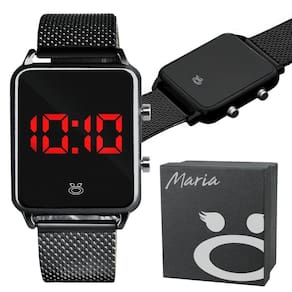Relogio Feminino Digital Qualidade Premium Preto + Caixa Led