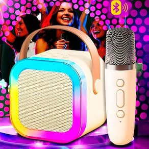 Caixinha Som Karaokê Infantil Microfone Sem Fio Bluetooth
