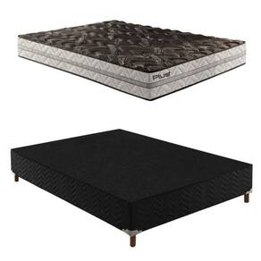 Box Casal Íris 42x138x188cmcom Colchão Casal Unique D33 Plus Duoface 18x138x188cm Preto Elegancy
