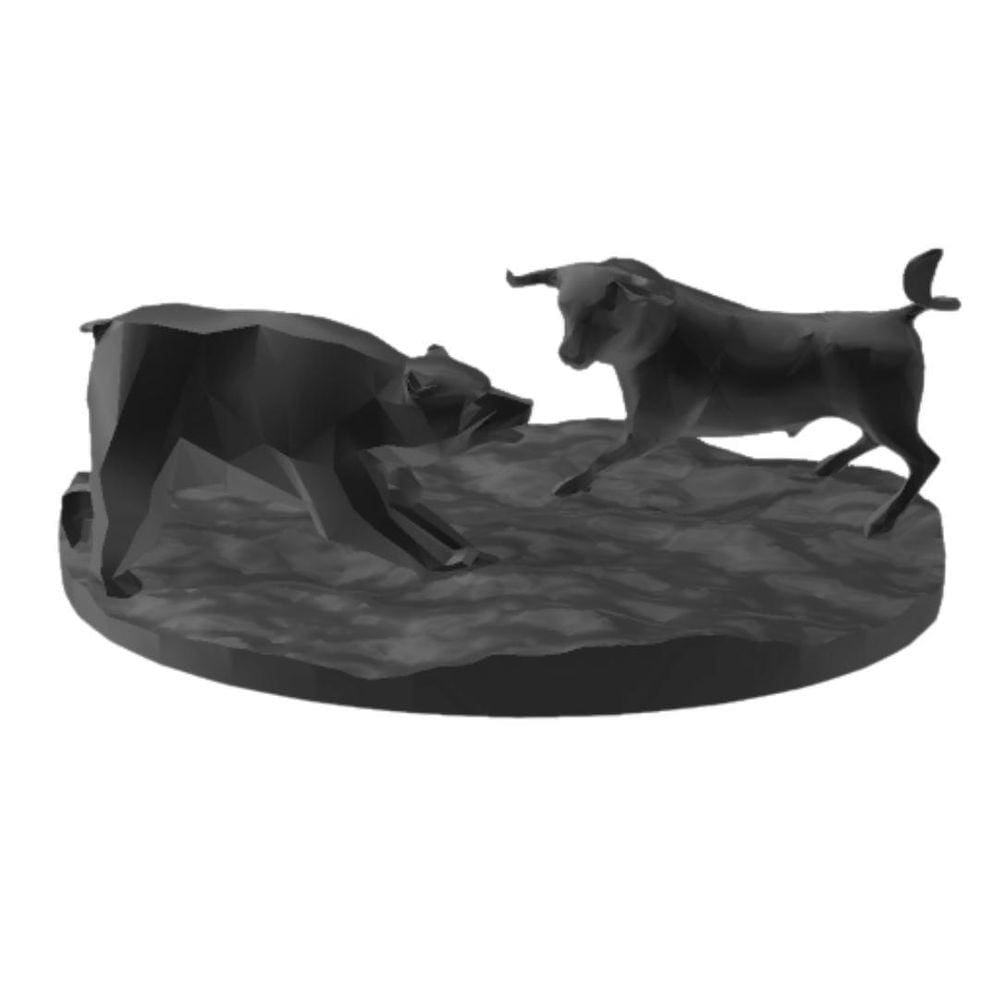 Wall Street Bull And Bear Geométrico Decoração 3D Low Poly
