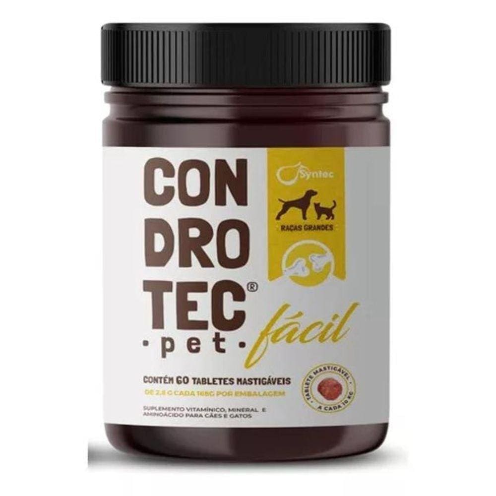 Condrotec Pet Fácil C/60 Tabletes Mastigáveis 168G 10Kg