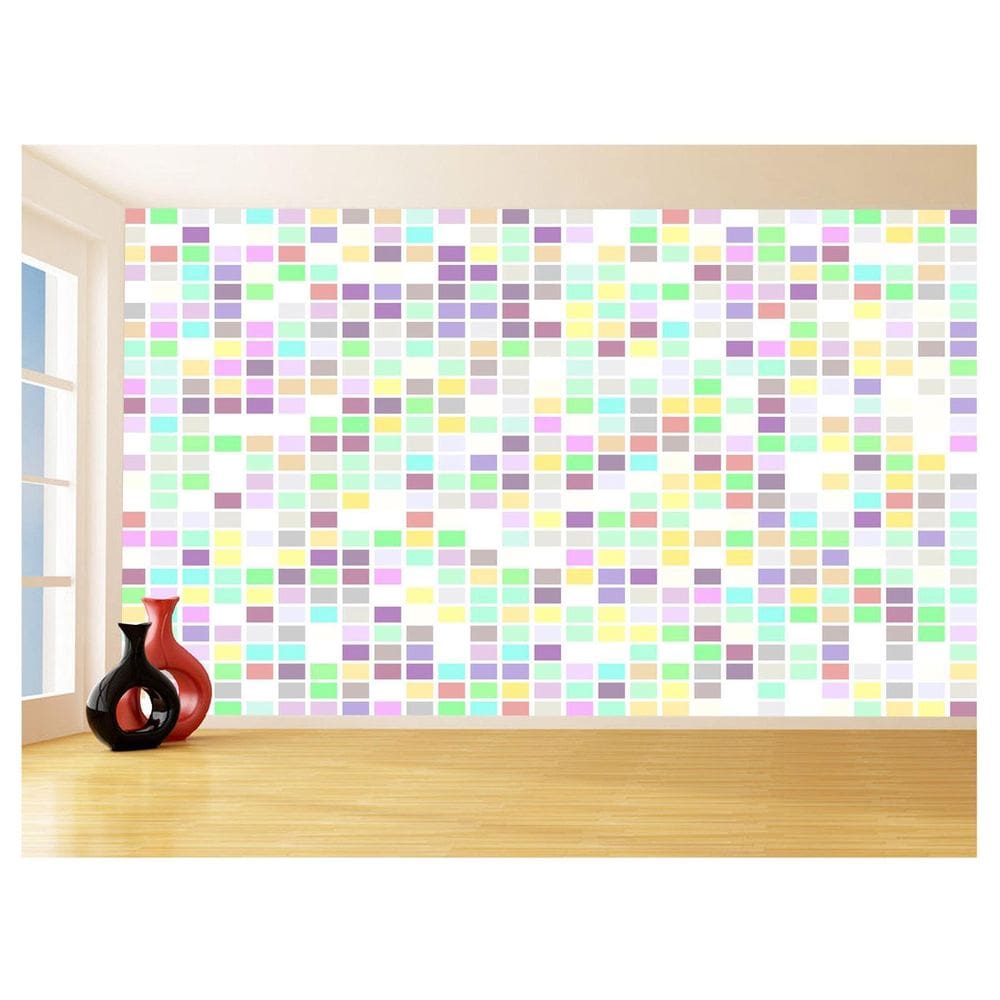 Papel De Parede Geométrico Quadrados Colorido 3,5M Gmt120