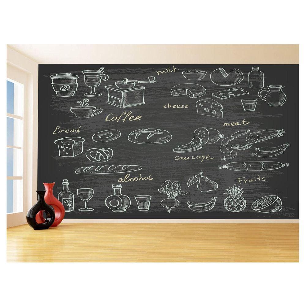 Papel De Parede 3D Estilo Lousa Cozinha Menu Dia 3,5M Lcb29