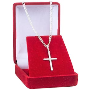 Corrente Prata 925 Elo Duplo 70cm Masculina Grumet Crucifixo
