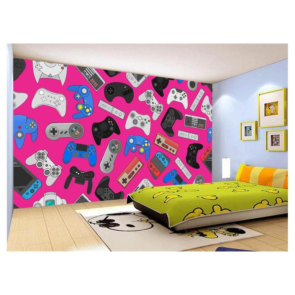 Papel De Parede 3D Infantil Controle Game Jogo 3,5M Azs228
