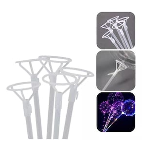 Kit 100 Varetas 50cm Pega Balão Transparente C/ Suporte Grossa