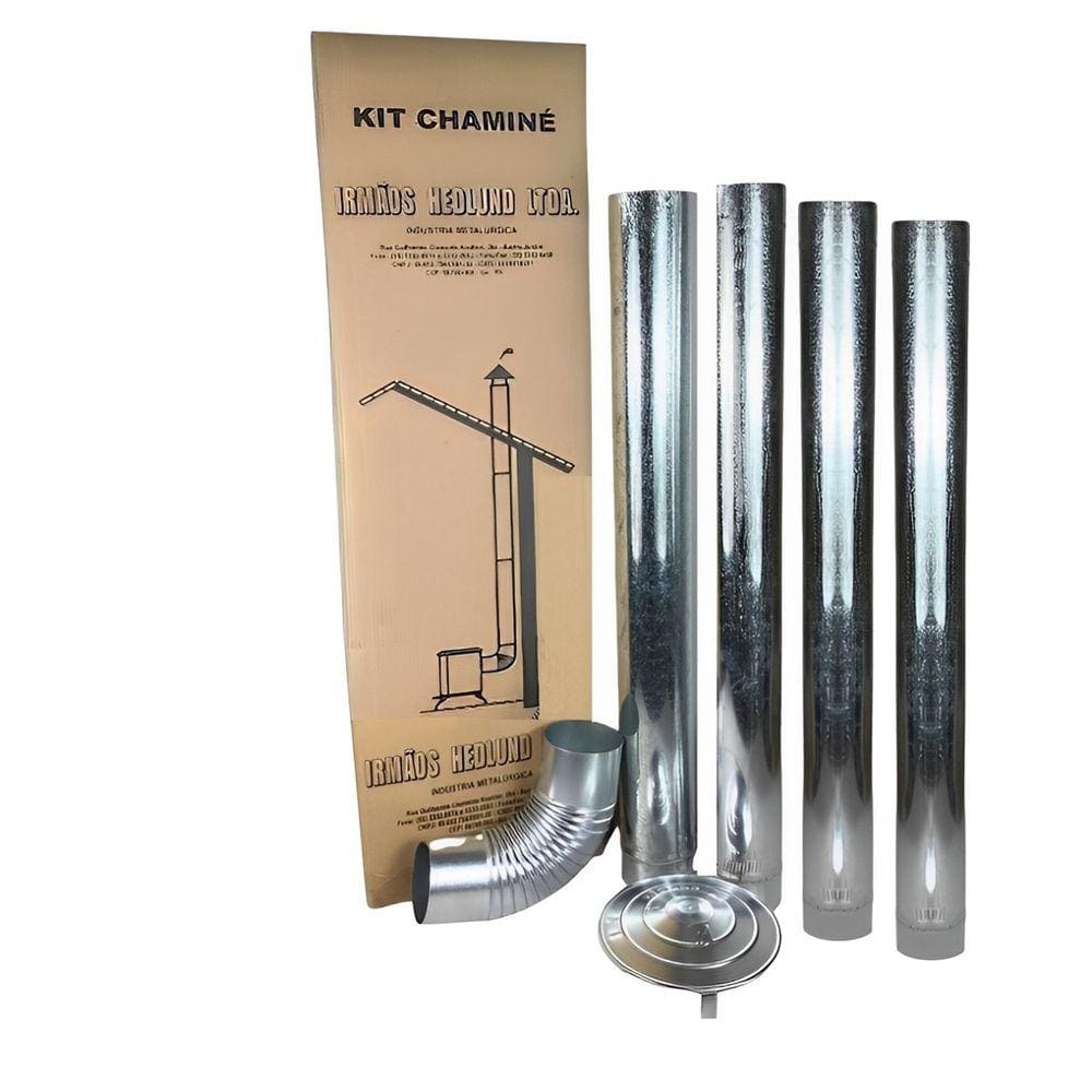 Kit Chaminé Em Aço Galvanizado Com 4 Canos 110mm Para Casa Fogão a Lenha Lareira - N° 1 AMZ