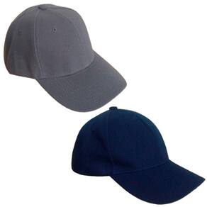 2 Bonés Chapeu Bombeta Ajustável Liso Aba Curva Azul e Cinza