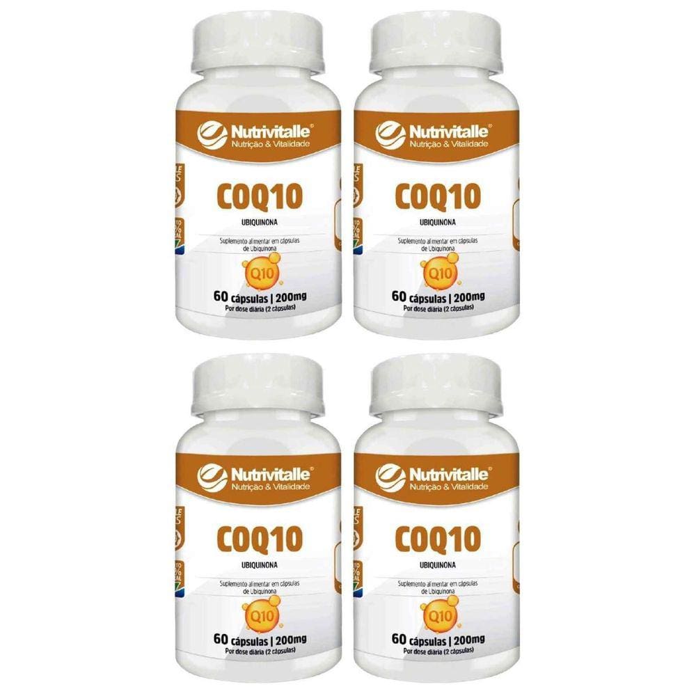 Kit 4 Un - Coenzima Q10 Ubiquinona 200Mg 60 Cps Nutrivitalle