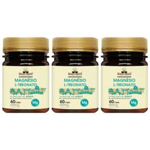 Kit 3 Un - Magnesio L Treonato 600Mg 60 Caps Folha & Raizes