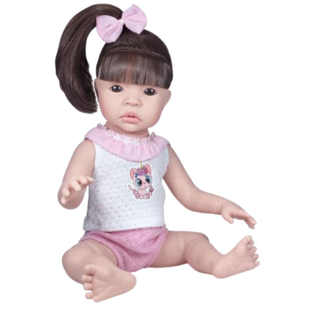 Boneca Bebe Realista Tipo Reborn C/ Acessórios Small Morena