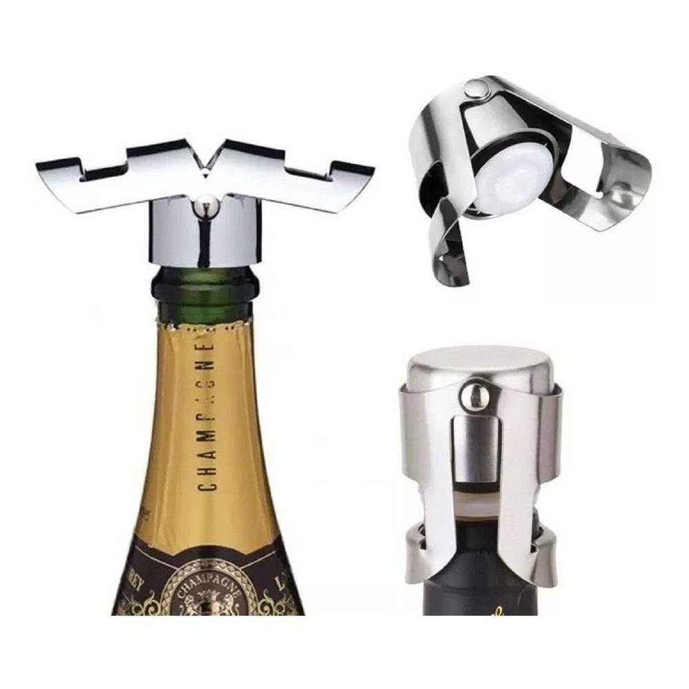 Kit 4 Tampas Garrafa Champagne Selador Rolha Vacuo Inox